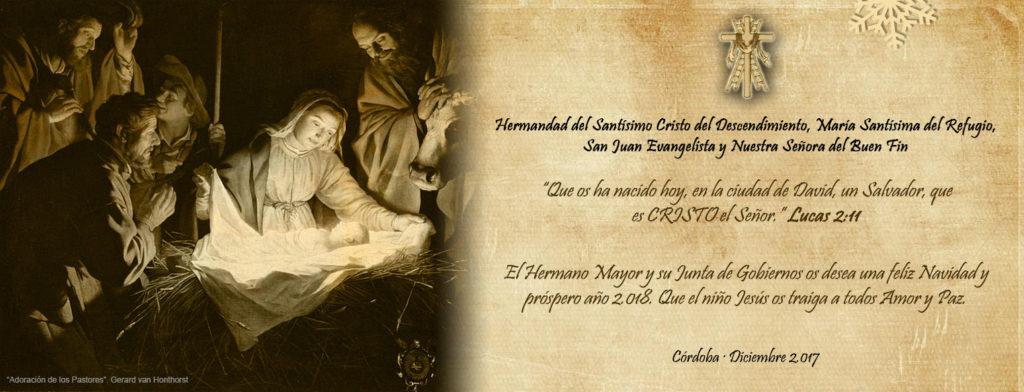 Feliz Navidad y Príspero 2018. Hermandad del Descendimiento. Córdoba.